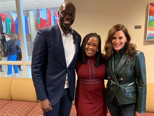 Lt. Governor Gilchrist, Principal Stroughter and Governor Whitmer